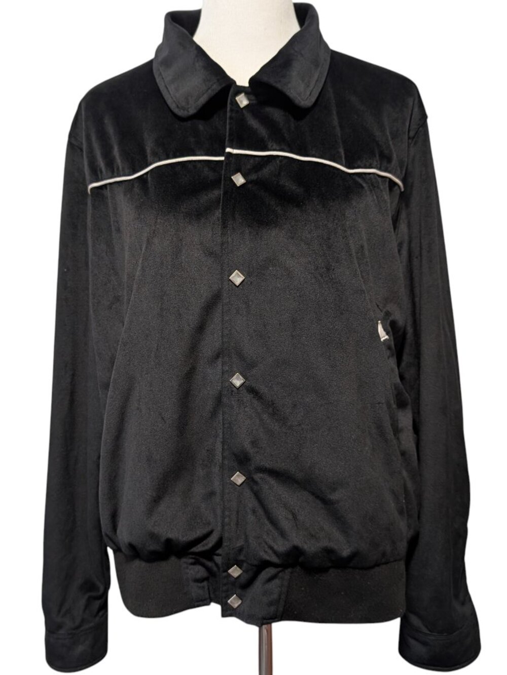 Straight To Hell Unisex Sz XL Black Jackson Velour Diamond Snaps Pockets Jacket